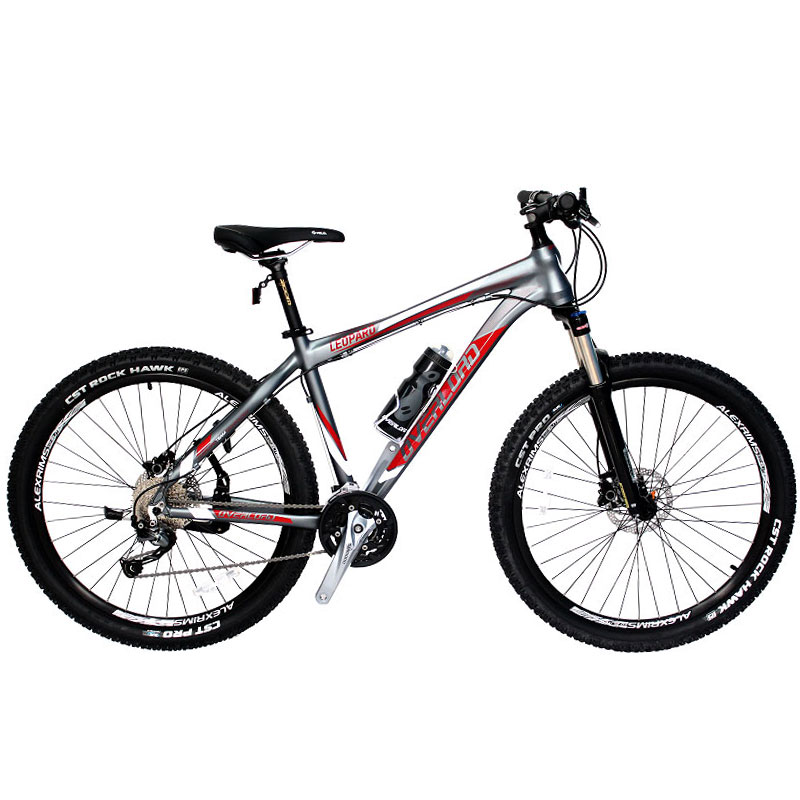 دوچرخه کوهستان برند اورلورد مدل Leopard سایز 27.5 رنگ قرمز سفید خاکستری